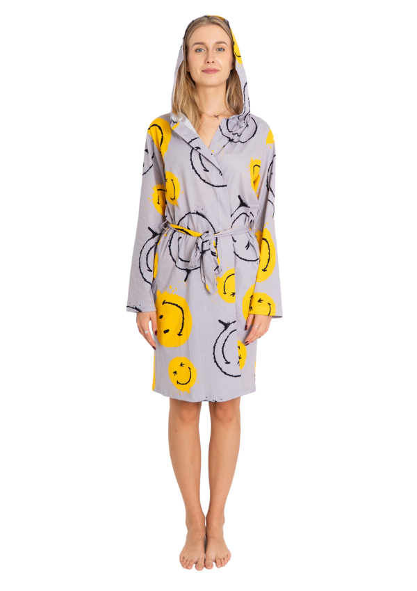 Szlafrok damski Vienetta Happy Mood, Szary, r. S-XL