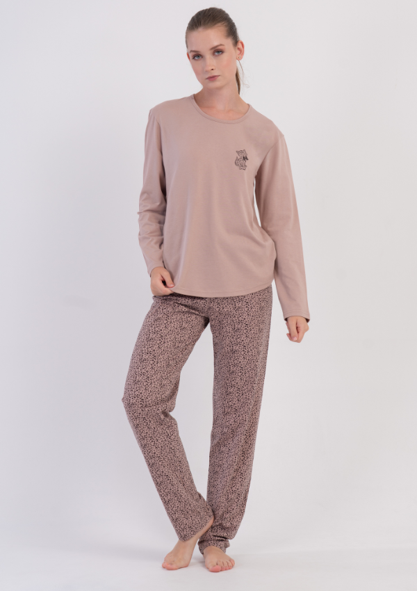 Piżama Damska Vienetta, Sand Cocoa, Beżowy, r. M-XXL