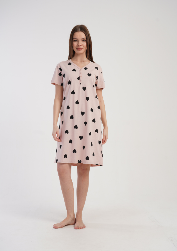 Koszula Nocna Vienetta Pink Hearts, Różowy, r. M-XXL