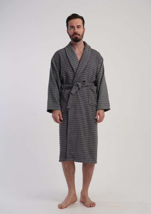 Szlafrok męski Vienetta Urban Loop, Szary, r. M-XXL