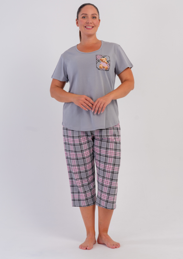 Piżama Damska Vienetta Grey Teddy, Szary, r. 1XL-4XL