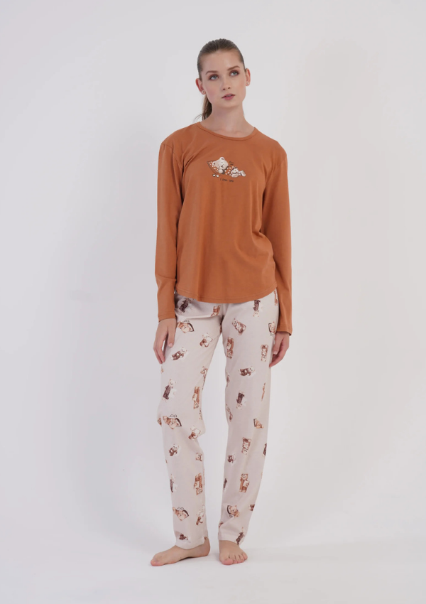 Piżama Damska Vienetta, Teddy Snuggle, Karmelowy, r. S-XL