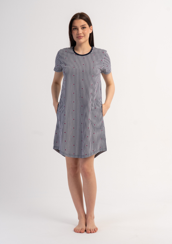 Koszula Nocna Vienetta Heart Lines, Granatowy, r. M-XXL