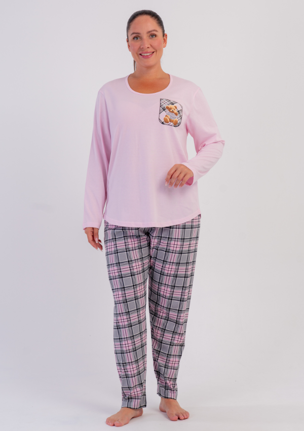 Piżama Damska Vienetta Rose Teddy, Różowy, r. 1XL-4XL
