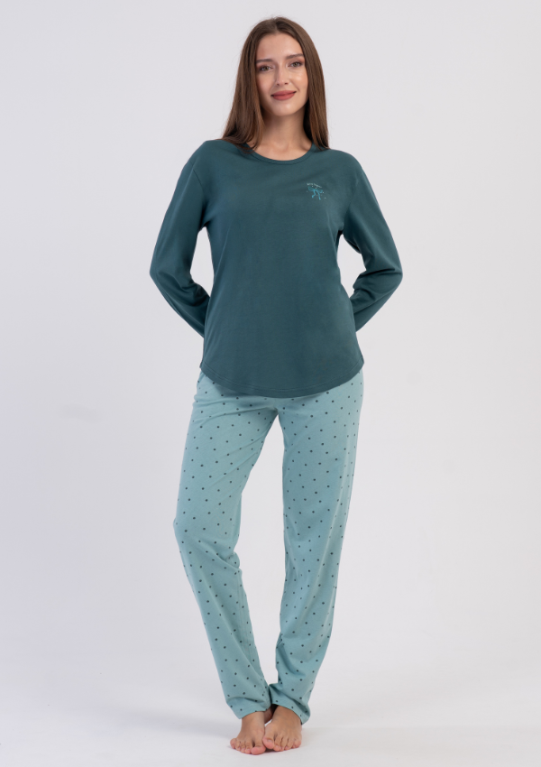 Piżama Damska Vienetta, Teal Aqua, Turkusowy, r. M-XXL