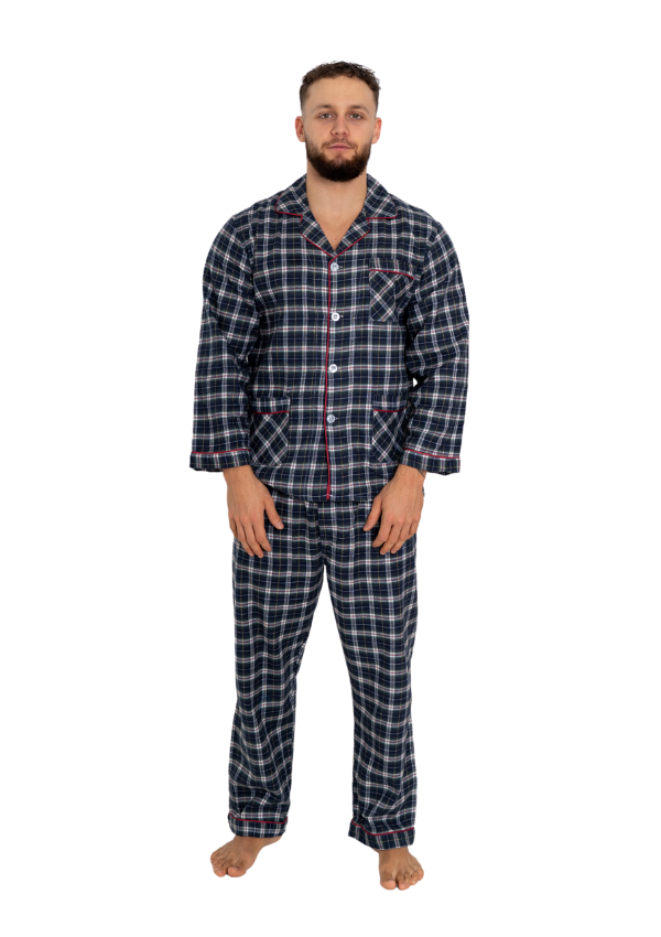 Piżama Męska Flannel Comfort, Niebieski, r. M- XL