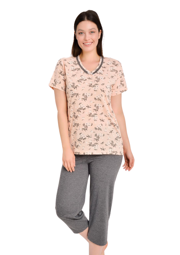 Piżama Damska Beige Garden, Beżowy, r. L-3XL