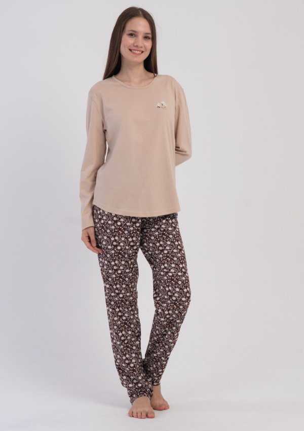 Piżama Damska Vienetta Beige Brown, Beżowy, r. M-XXL