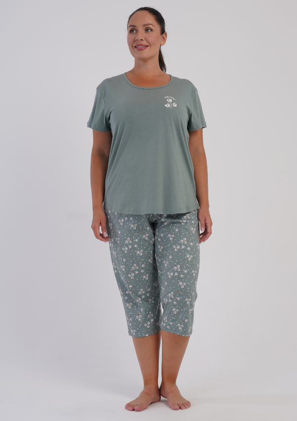 Piżama Damska Vienetta Floral Breeze, Zielony, r. 1XL-4XL