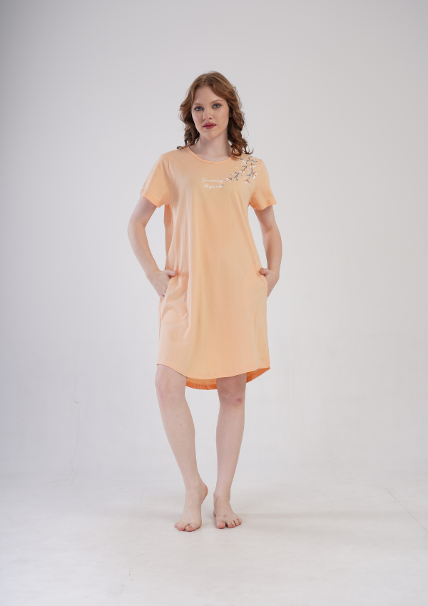 Koszula Nocna Damska Vienetta Peach Bloom, Brzoskwiniowy, r. 1XL - 4XL