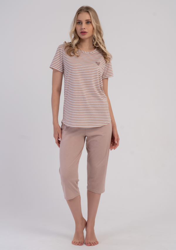 Piżama Damska Vienetta Soft Horizon, Beżowy, r. L-XXL