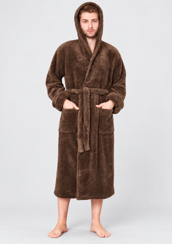 Szlafrok męski Brown Hooded, Brązowy, r. XL-XXXL