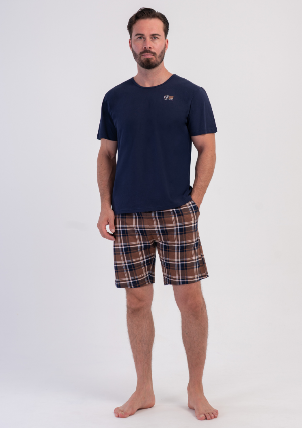 Piżama Męska Vienetta Mocha Navy, Granatowy, r. M-XXL