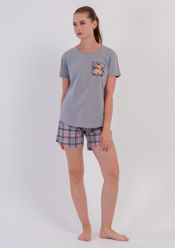 Piżama Damska Vienetta Blush Teddy, Szary, S-XL