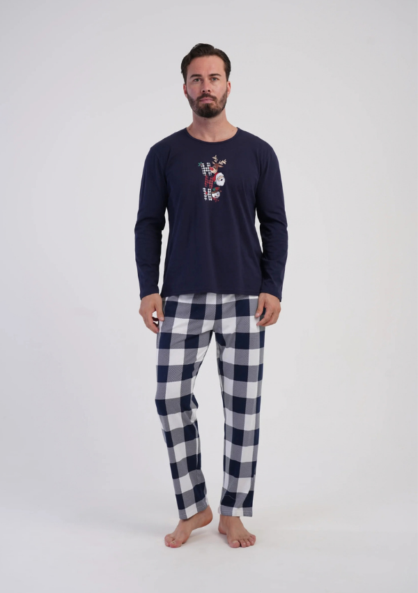 Piżama Męska Vienetta Navy Winter, Granatowy, r. M-XXL
