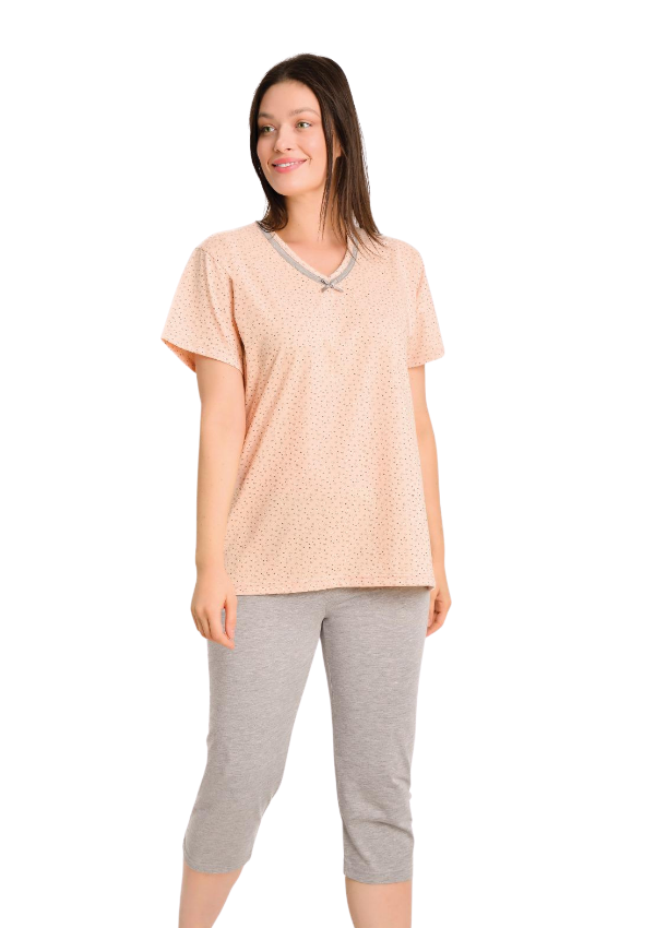 Piżama Damska Pink Grey Comfort, Różowy, r. L-3XL
