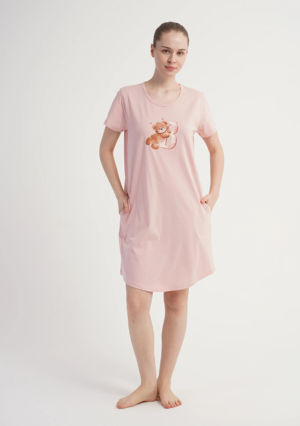 Koszula Nocna Vienetta Pink Teddy, Różowy, r. M-XXL