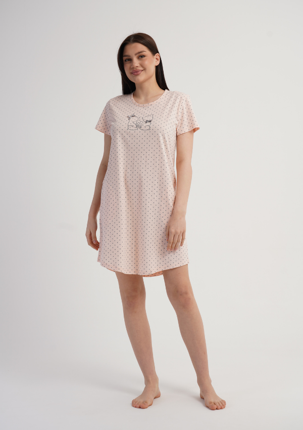 Koszula Nocna Vienetta Kitty Dots, Różowy, r. M-XXL