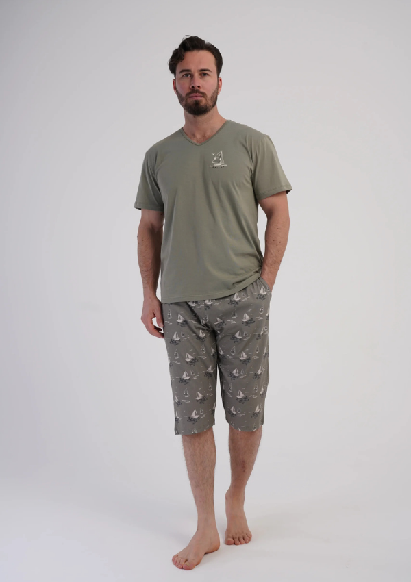 Piżama Męska Vienetta Sail Comfort, Zielony, r. 5XL-7XL