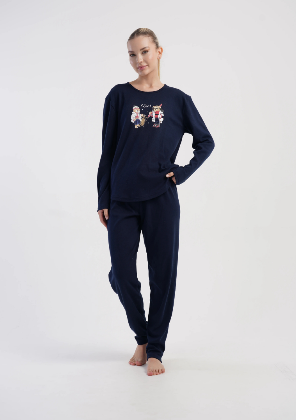 Piżama Damska Vienetta ReSleep, Granatowy, r. S-XL