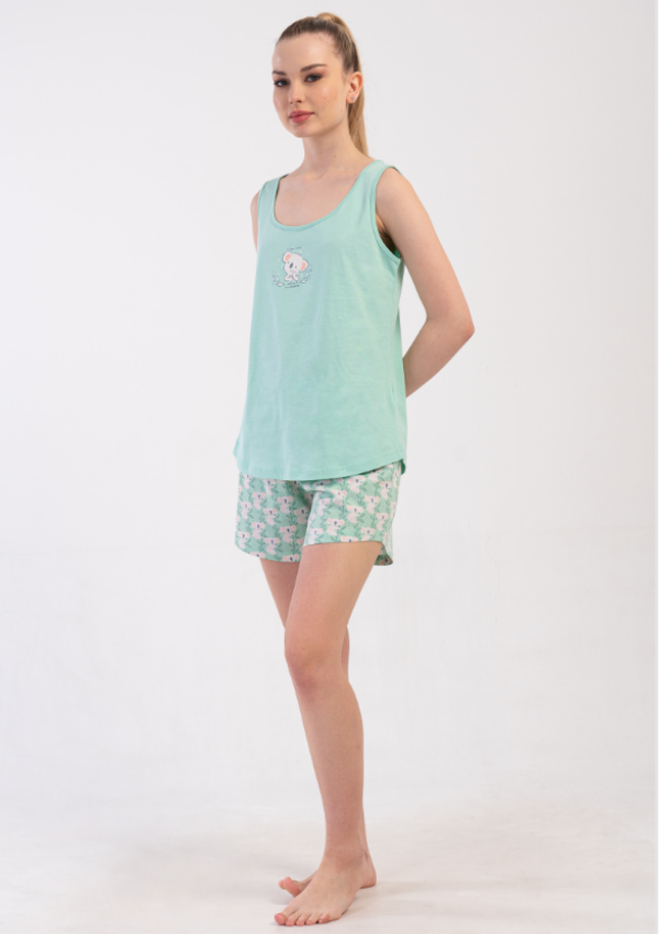 Piżama Damska Mint Teddy, Zielony, S -XL