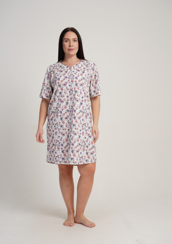 Koszula Nocna Damska Vienetta Floral White, Biały, r. 1XL - 4XL