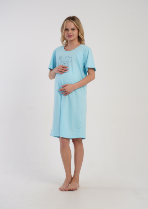 Koszula do Karmienia Vienetta Turquoise Hearts, Niebieski, r. S-XL