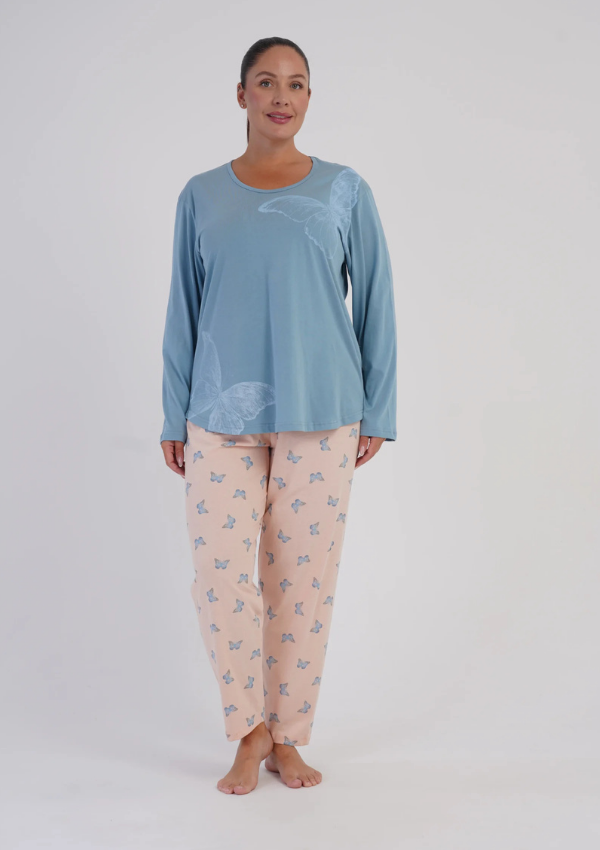 Piżama Damska Vienetta Butterfly Plus, Niebieski, r. 1XL-4XL