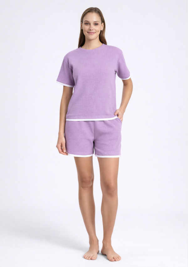 Piżama Damska Lavender Waffle Set, Fioletowy, M-XL