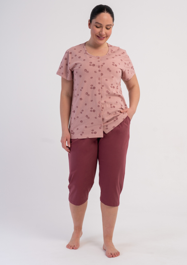 Piżama Damska Vienetta Floral Harmony, Różowy, r. 1XL-4XL