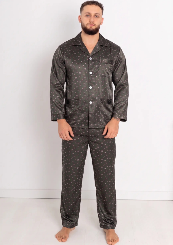 Piżama Męska Classic Satin, Wielokolorowy, r. M- XXXL