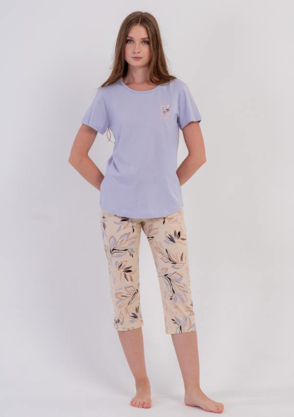 Piżama Damska Vienetta Peach Garden, Fioletowy, r. M-XXL