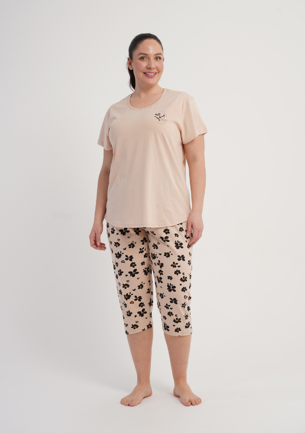 Piżama Damska Vienetta Floral Breeze, Beżowy, r. 1XL-4XL