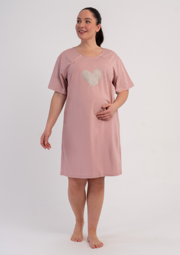 Koszula do Karmienia Vienetta Pink Love, Różowy, r. 1XL-4XL