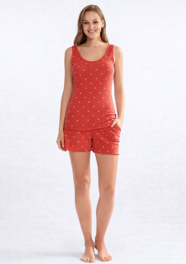 Piżama damska Coral Dot Set, Pomarańczowy, r. M - XXL