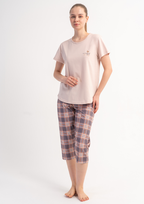Piżama Damska Vienetta Soft Check, Różowy, r. L-XXL