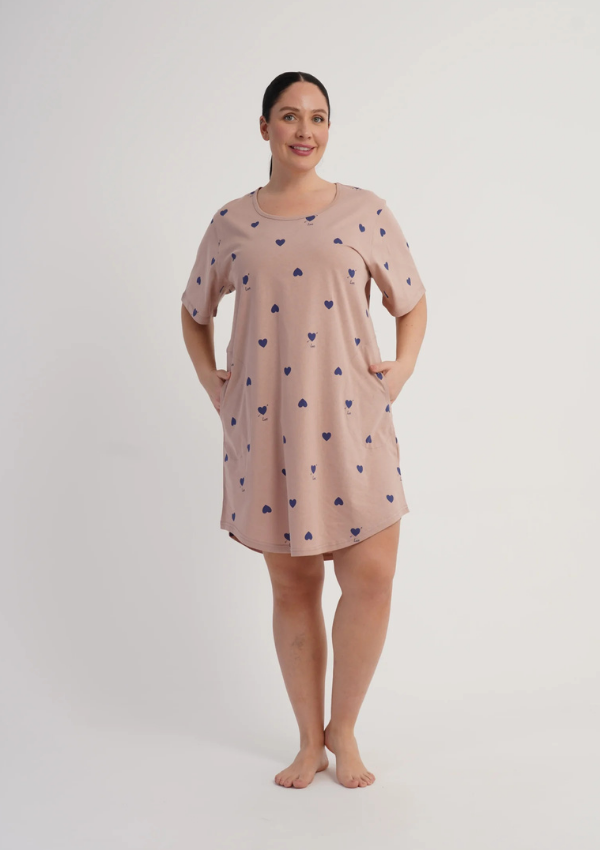 Koszula Nocna Damska Heart Blossom, Różowy, r. 1XL - 4XL