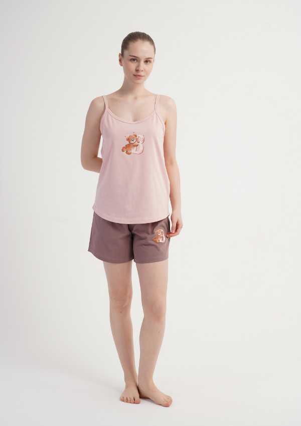 Piżama Damska Pink Bear, Różowy, S -XL