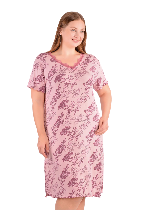 Koszula Nocna Rose Blossom, Różowy, r. 2XL - 5XL