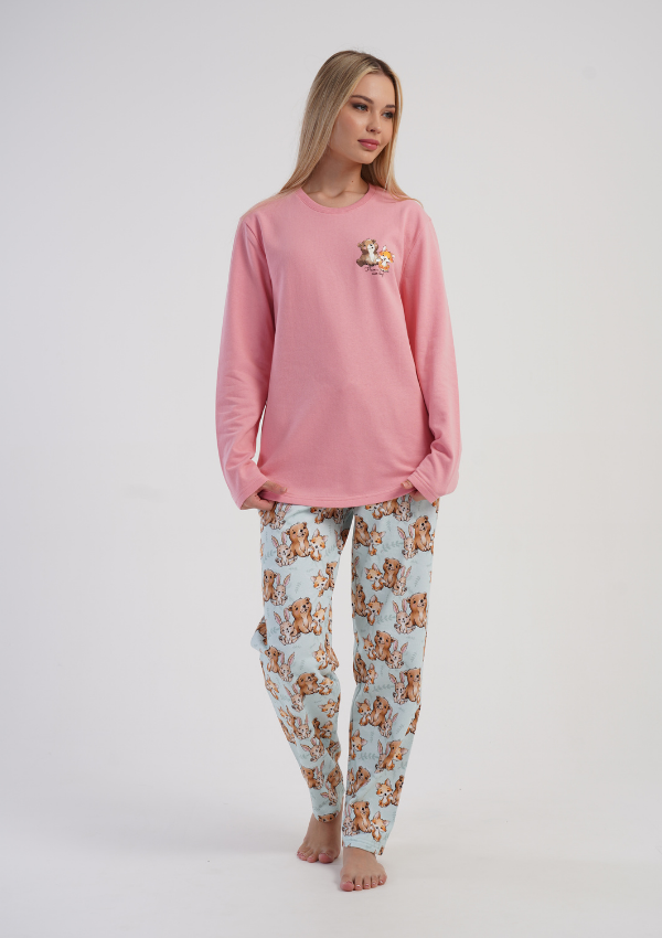 Piżama Damska Vienetta Cozy Pup, Różowy, r. S-XL