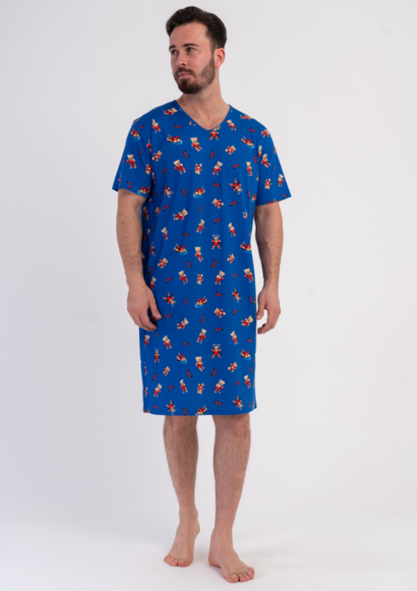 Koszula męska Vienetta Bear Lounge, Niebieski, r. L-XXL