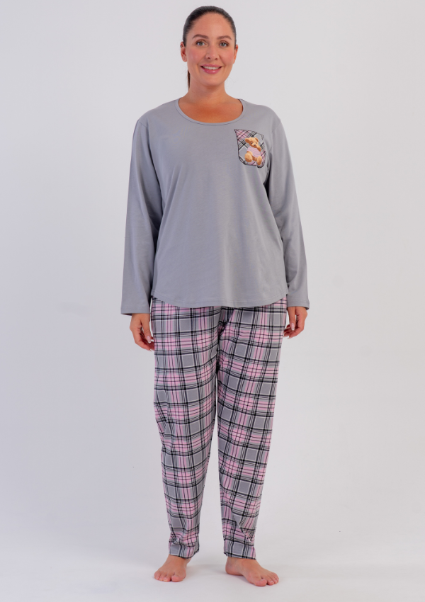 Piżama Damska Vienetta Gray Teddy, Szary, r. 1XL-4XL