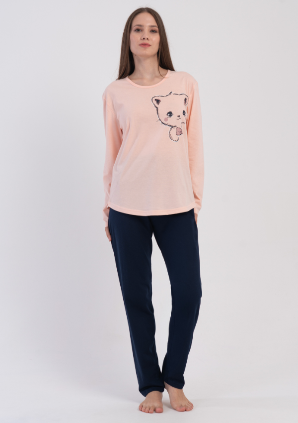 Piżama Damska Vienetta Sweet Cat, Różowy, r. S-XL