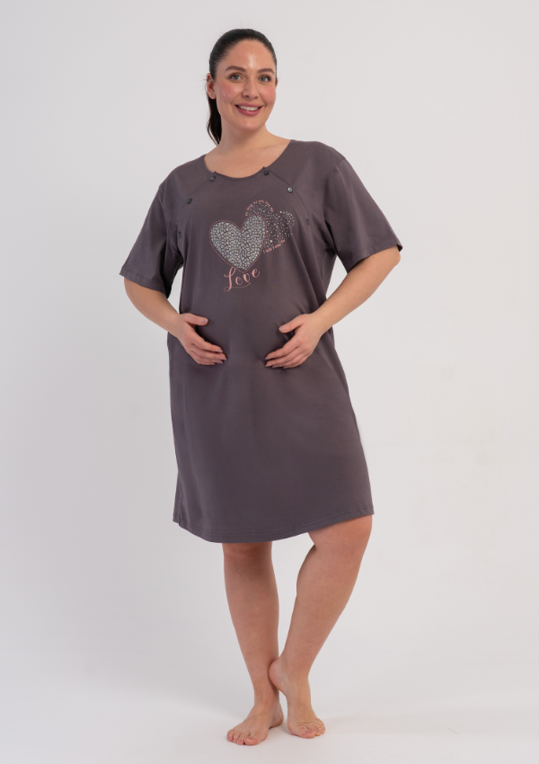 Koszula do Karmienia Vienetta Gray Love, Szary, r. 1XL-4XL