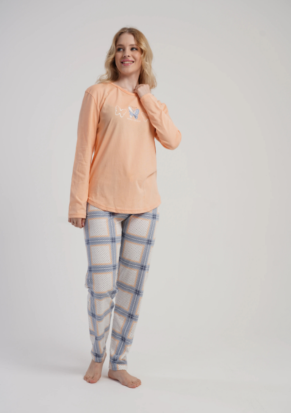 Piżama Damska Vienetta Sweet Dreams, Brzoskwiniowy r. S-XL