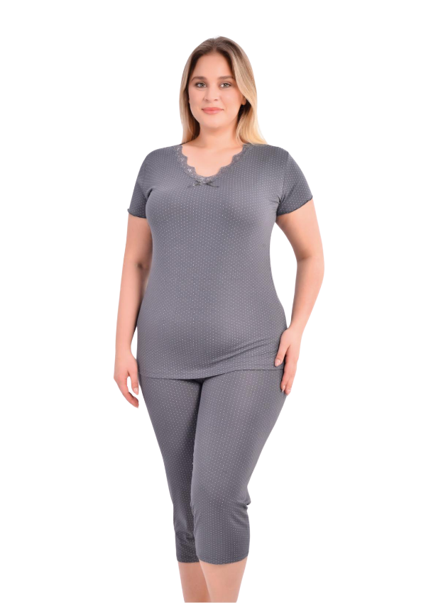 Piżama damska Grey Dots Comfort, Szary, r. 2XL-5XL