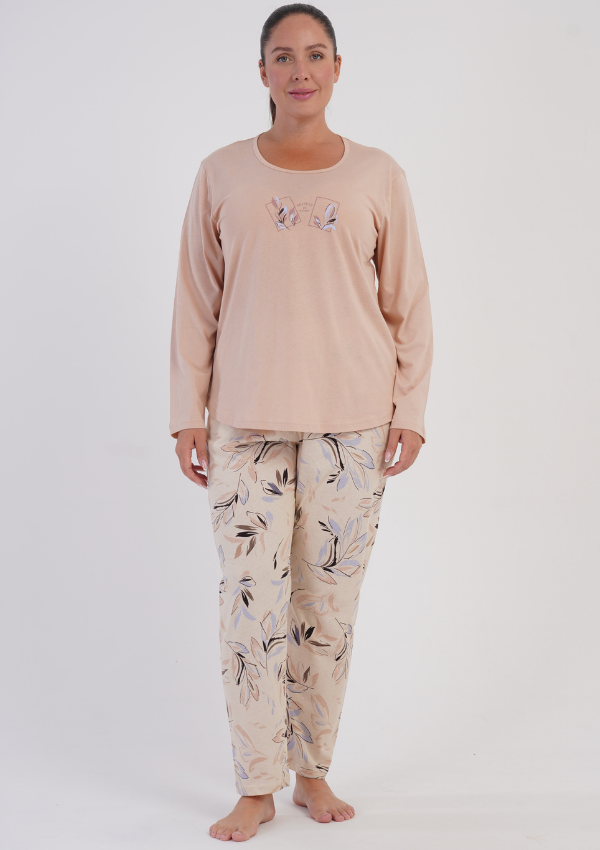 Piżama Damska Vienetta Sky Botanical, Beżowy, r. 1XL-4XL