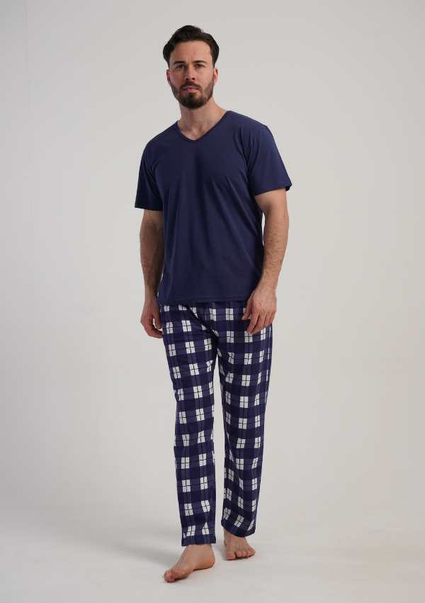 Piżama Męska Vienetta Navy Home, Granatowy r. 1XL-4XL
