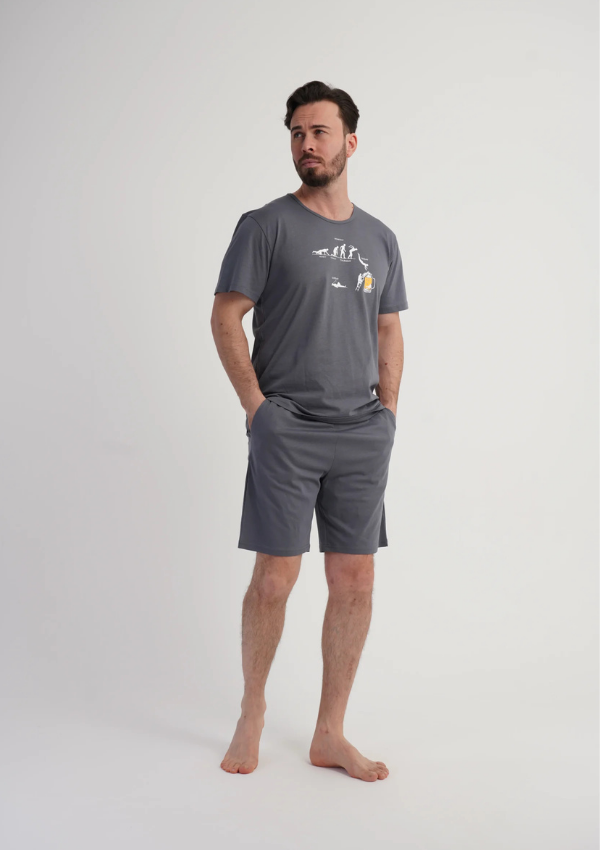Piżama Męska Vienetta Graphite Chill, Szary, r. 5XL-7XL