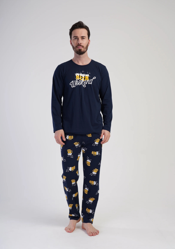 Piżama Męska Vienetta Beer Weekend, Granatowy, r. M-XXL